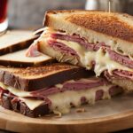 Perfectly grilled Reuben sandwich on rye bread