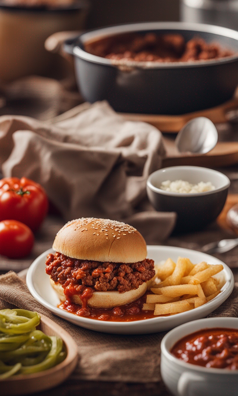 Homemade Sloppy Joe Meal Setup