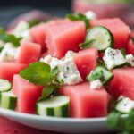 Diced cucumber for watermelon feta salad