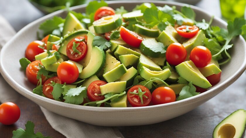 Fresh Avocado Salad in a White Bowl