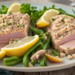 Mixing Lemon Juice and Pepper into Tuna