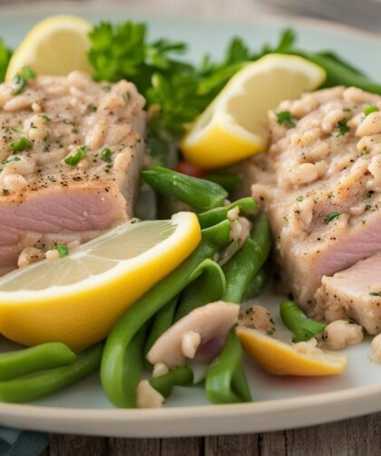 Mixing Lemon Juice and Pepper into Tuna